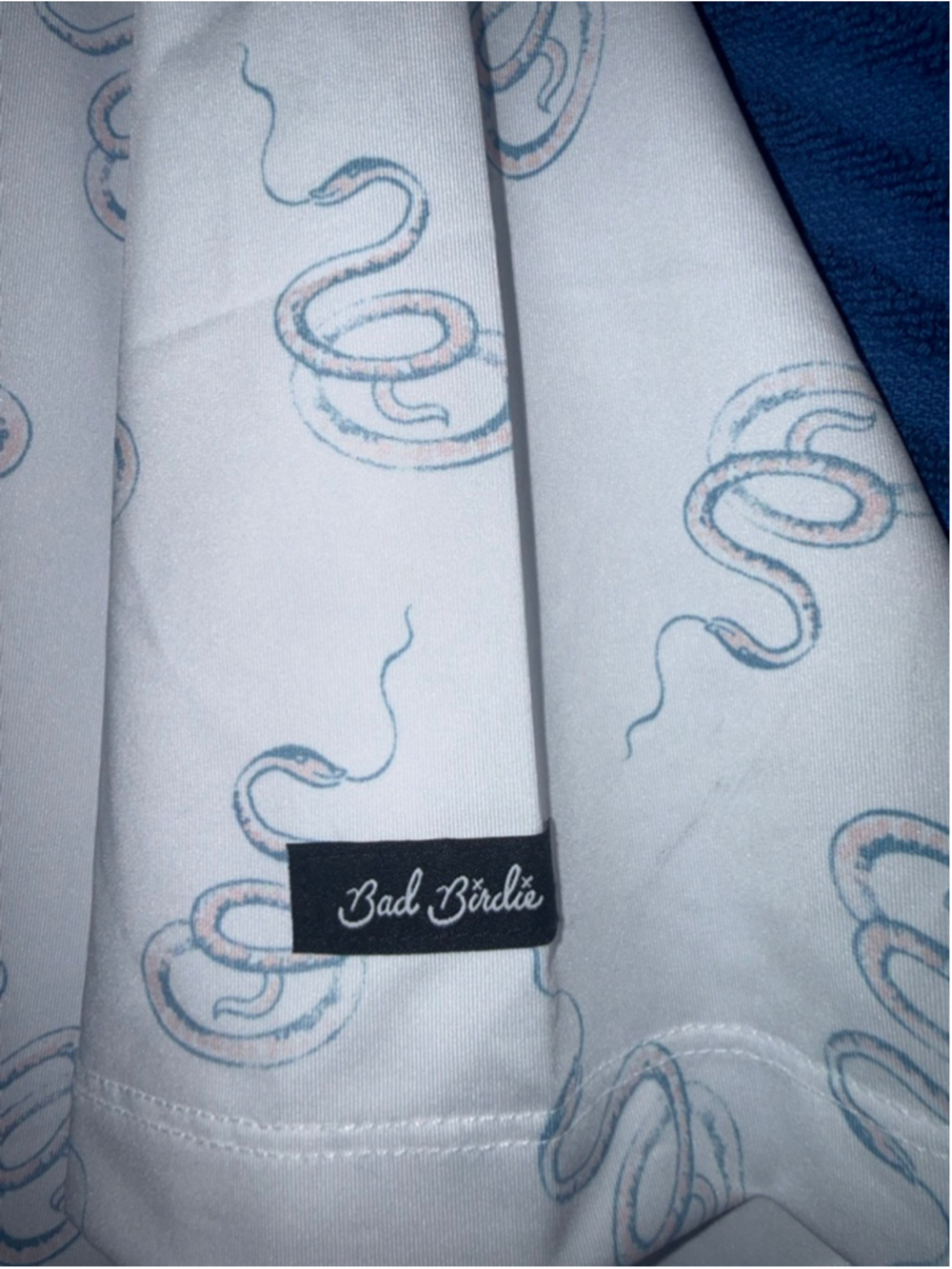 Men's Bad Birdie‎ White & Blue Snake Print Core Polo Shirt L - Picture 3 of 6